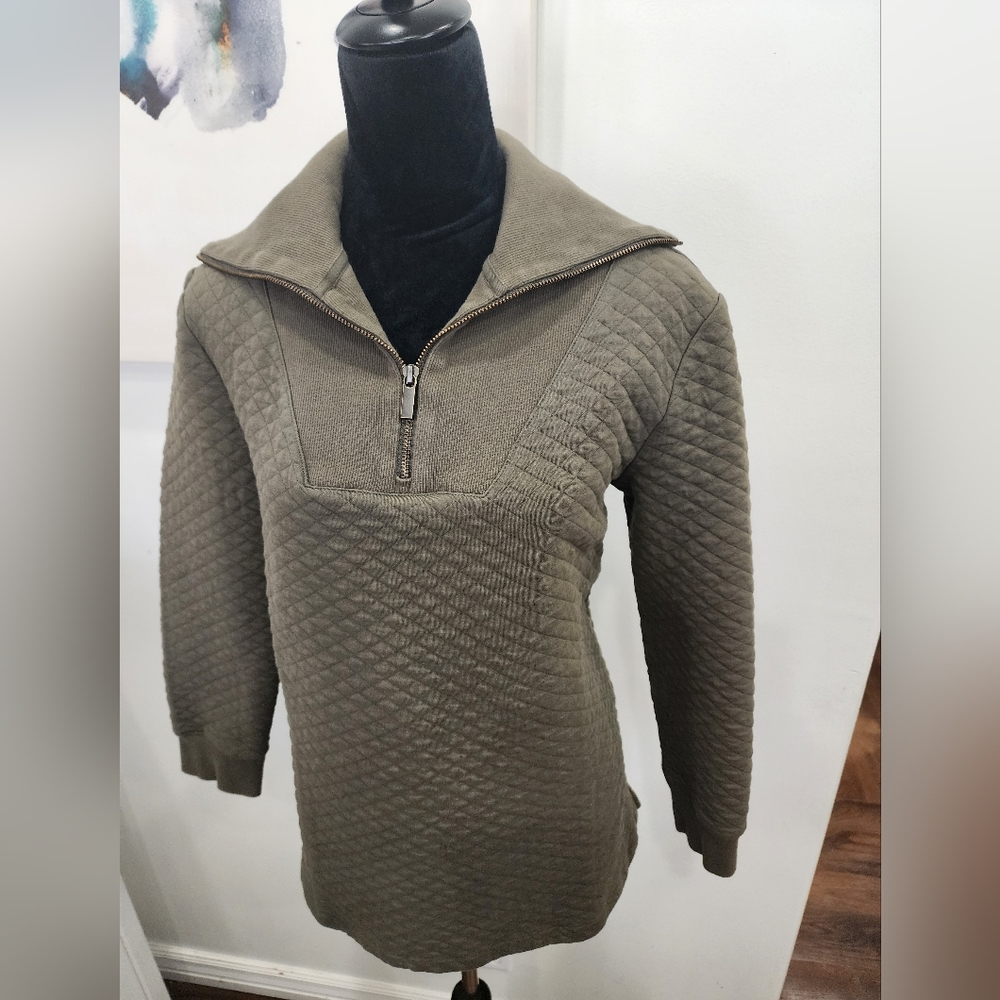 [ LANDS END] womens size M 10-12  green long sleeve 1/4 zip up pullover sweater